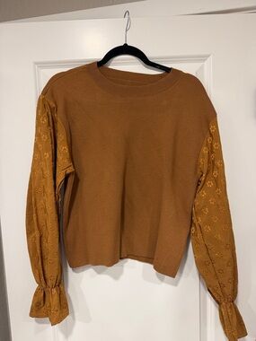 Anthropologie Ribbed Crewneck Sweater in Warm Brown
